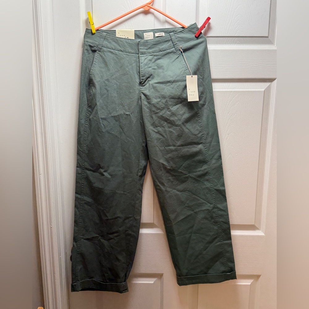 Women's High-Rise Straight Leg Ankle Pants - A New Day Light olive green Size 6